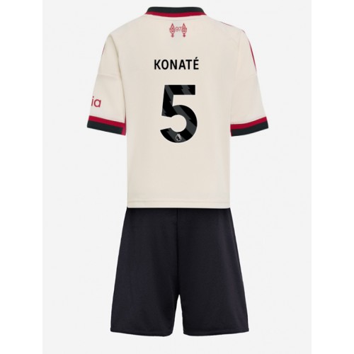 Stroje piłkarskie Liverpool Ibrahima Konate #5 Koszulka Wyjazdowej dla dzieci 2025-26 Krótki Rękaw (+ szorty)